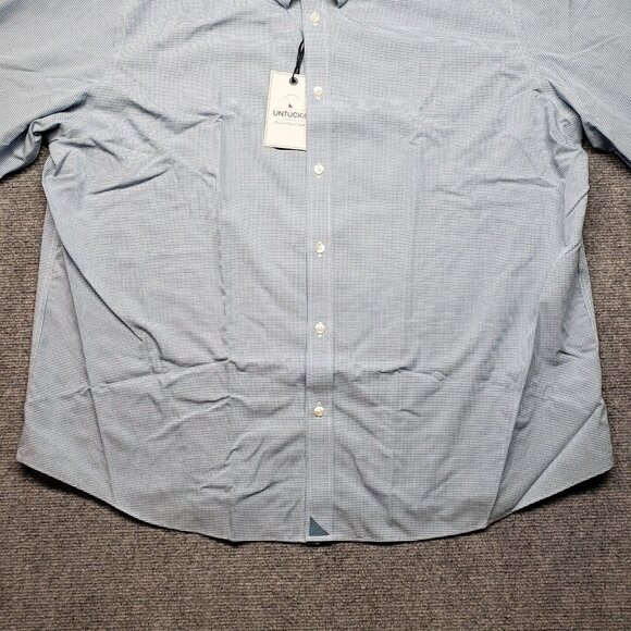 UNTUCKit Hildalgo WF Shirt Mens 3XL Blue Check Long Sleeve Button Up Cotton New - Picture 3 of 10